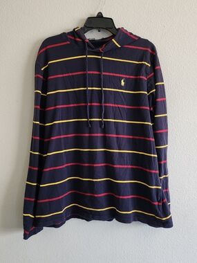 Polo Ralph Lauren Striped Lightweight Hoodie Navy Men's XL